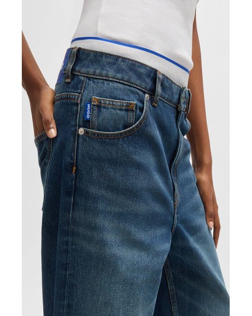 HUGO Relaxed-Fit Jeans Van Stevig Blauw Denim in het Blue