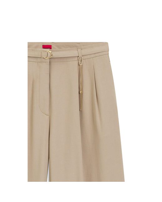 HUGO Natural Straight-Fit Trousers With-Tone Carabiner Chain