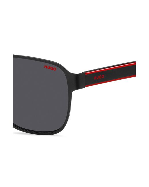 HUGO Double-bridge Sunglasses In Black With Layered Temples for men