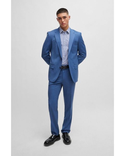 HUGO Extra Slim-Fit Hemd aus bedruckter Baumwoll-Popeline in Blue für Herren