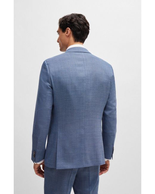 Costume Slim Fit en laine mélangée au tissage Hopsack Boss pour homme en coloris Blue