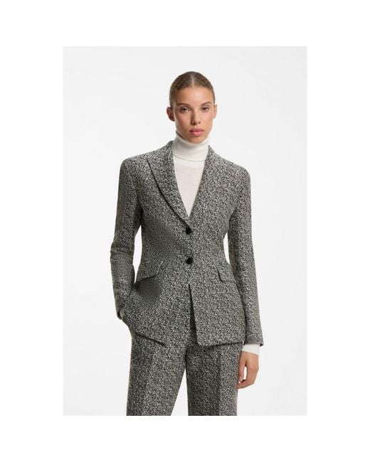 HUGO Gray Regular-Fit Blazer With Herringbone Pattern
