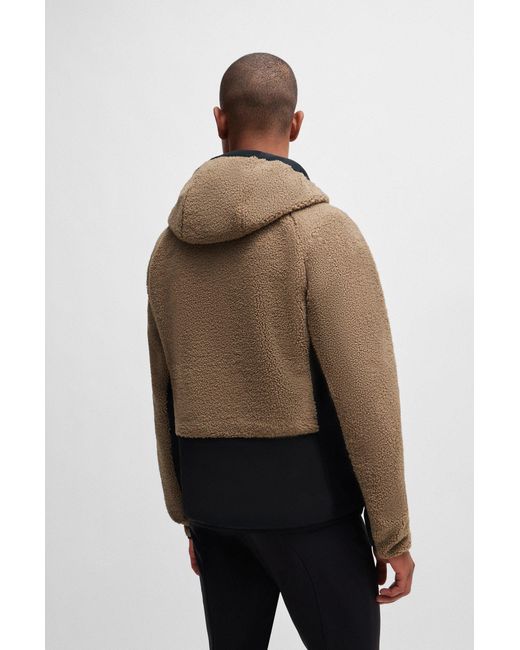 Boss Hybride Reitsport-Jacke Aus Kuscheligem Teddy Mit Kapuze in Brown für Herren