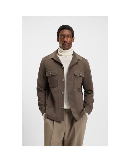 Boss Brown Relaxed-Fit Overshirt for men