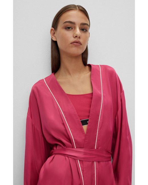 BOSS by HUGO BOSS Belted Dressing Gown With Satin Piping And Logo in