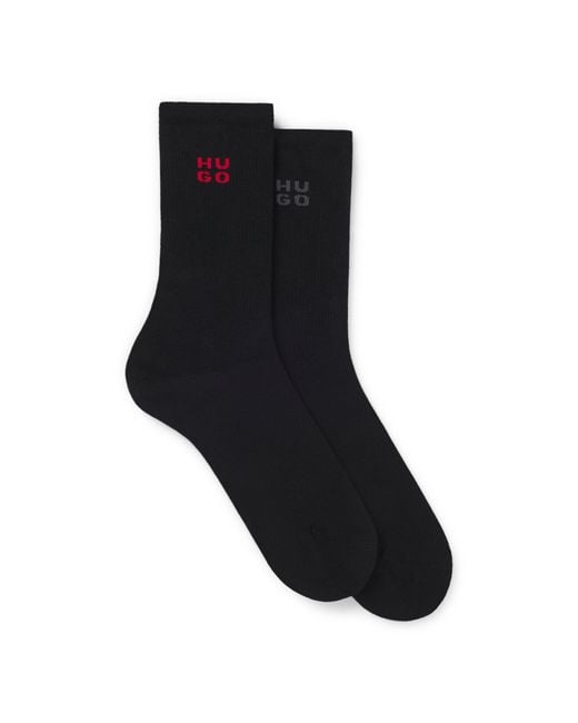 HUGO Black Two-Pack Of Short Socks With Stacked Logos