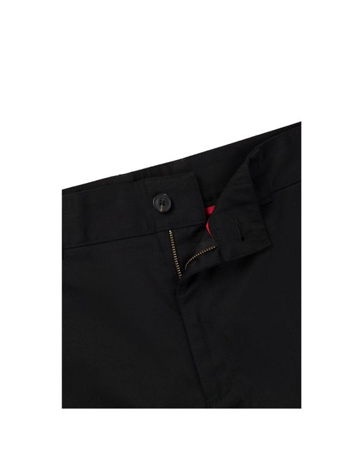 HUGO Black Regular-Fit Shorts With Slim Leg And Buttoned Pockets for men