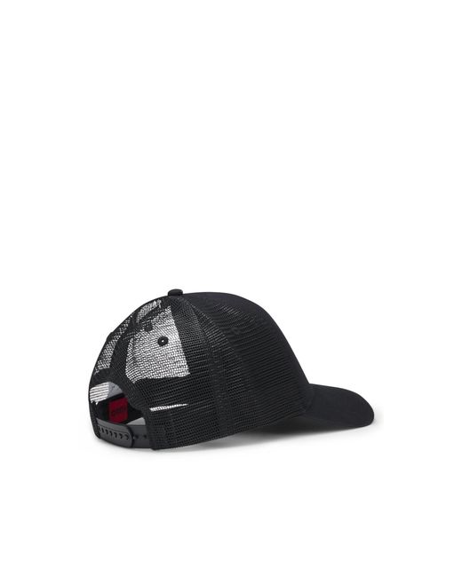 HUGO Black Cotton-Twill Cap With Mesh Panels for men