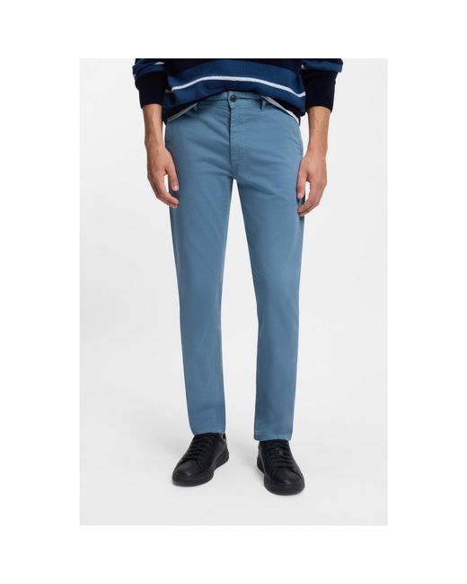 Boss Blue Slim-Fit Trousers for men