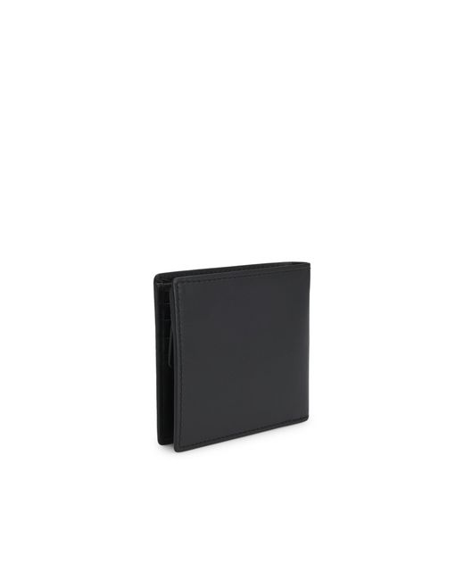 HUGO Black Leather Wallet With Stacked Logo And Coin Pocket for men