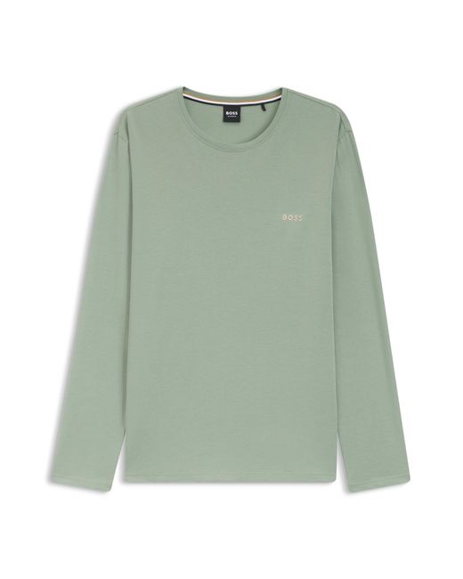 Boss T-Shirt Van Stretchkatoen Met Logostiksel in het Green voor heren
