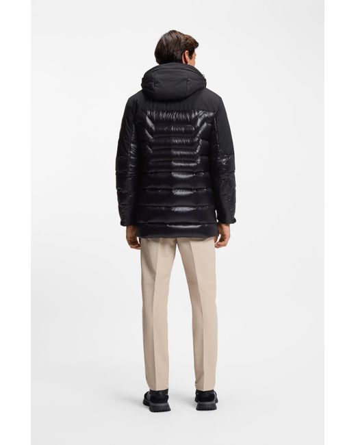 Boss Waterafstotende Parka Met Donsvulling in het Black voor heren