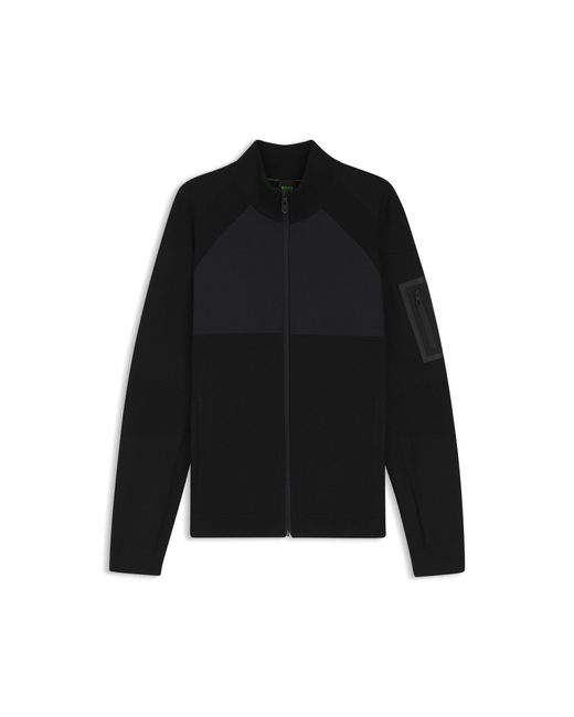 Boss Black Knitted Hybrid Jacket With Waffle Fabric for men