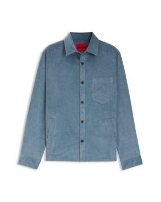 Chemise Oversize En Velours Côtelé De Coton HUGO pour homme en coloris Blue