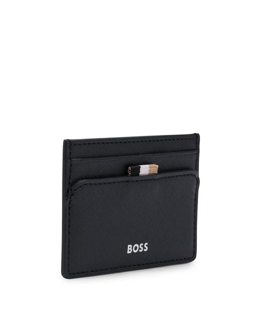 Boss Black Card Holder With Signature Stripe And Logo Detail for men