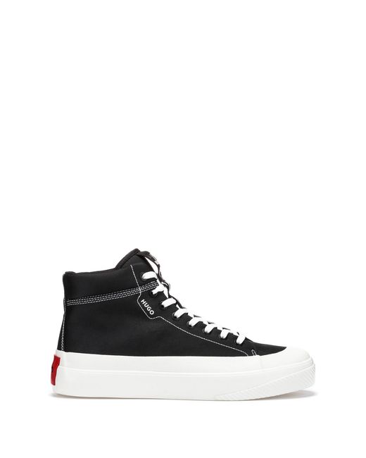 HUGO Hightop Rubberbumper Trainers With Red Logo Label in Black for
