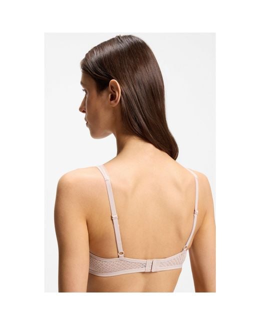 Boss Pink Super-Soft Lace Bralette With Plaque