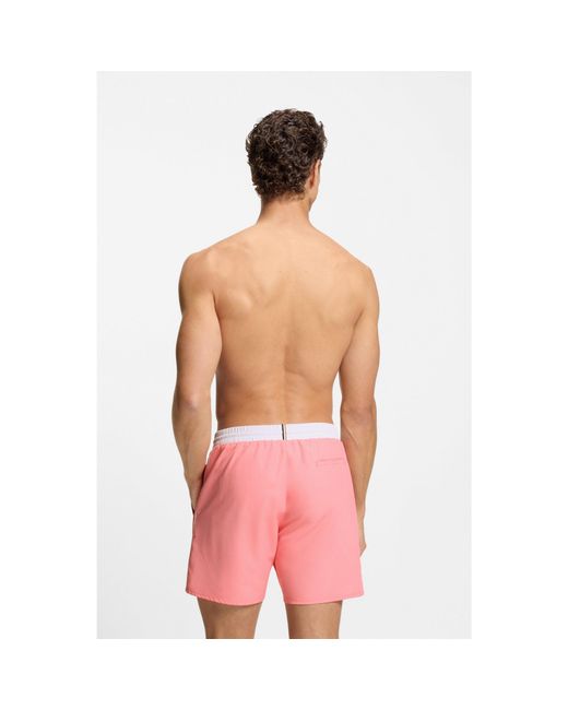 Boss Pink Swim Shorts With Contrast Logo And Piping for men