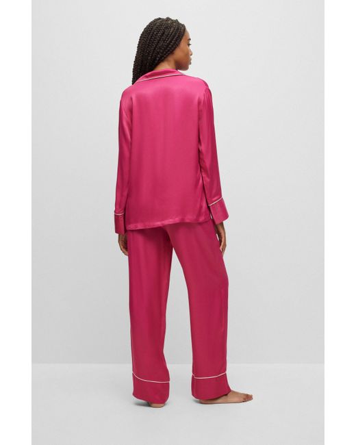 Pyjama Pantalon HUGO Suki Pour Femme - 48% Coton, 38% Lyocell, 10% Viscose, 4% élasthanne - Lavage Machine