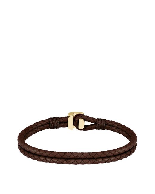 Boss Armband Van Gevlochten Leer Met Goudkleurige Sluiting in het Brown voor heren
