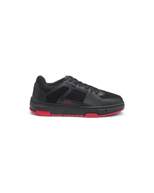 HUGO Black Trainers With Mesh And Faux Leather for men