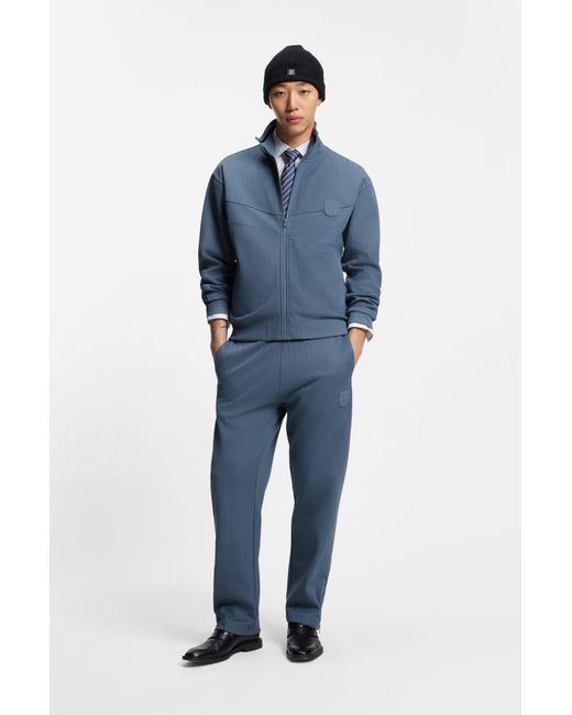 HUGO Sweatshirt Aus Einem Baumwoll-Mix Mit Nadelzug-Streifen in Blue für Herren