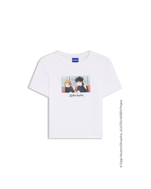 HUGO White X Jujutsu Kaisen T-Shirt With Megumi And Nobara Print