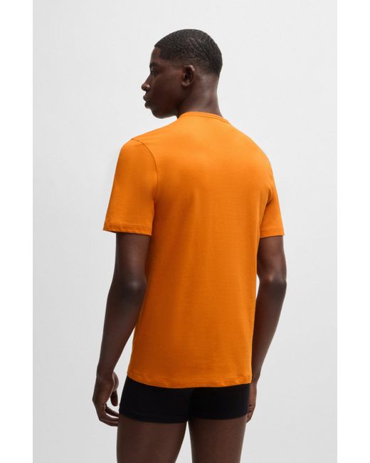 HUGO Dreier-Pack T-Shirts aus Baumwolle mit Logo-Print in Orange für Herren