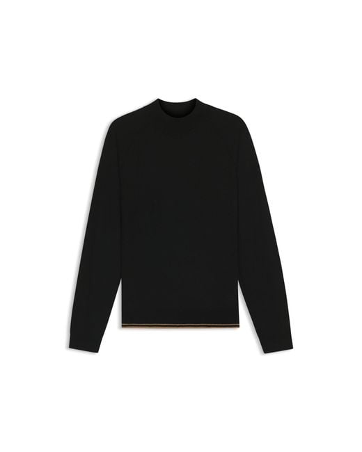 Boss Black Wool-Blend Sweater With Mock Neck for men