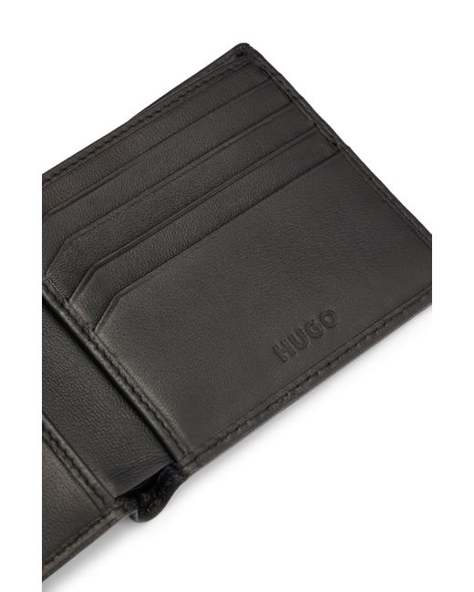 Portefeuille à deux volets en cuir nappa avec logo revisité HUGO pour homme en coloris Black