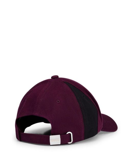 Boss Purple Cotton-twill Cap With Contrasting Seasonal Logo for men