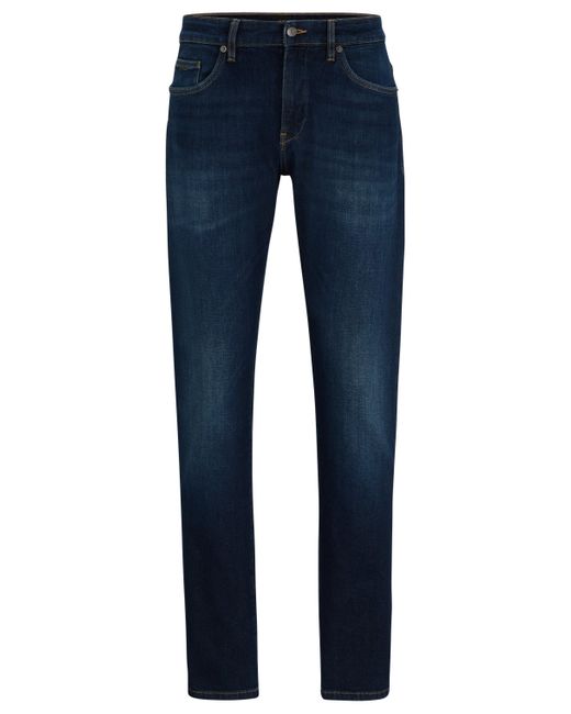Boss Blaue Slim-Fit Jeans aus italienischem Denim mit Kaschmir-Haptik in Blue für Herren