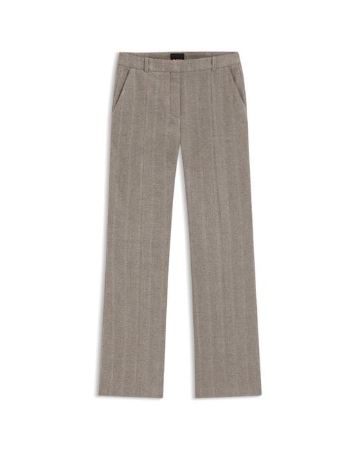 Boss Gray Modern-Fit Flared Trousers