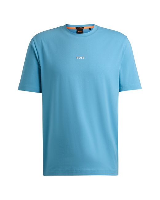 Boss Relaxed-Fit T-Shirt aus Stretch-Baumwolle mit Logo-Print in Blue für Herren