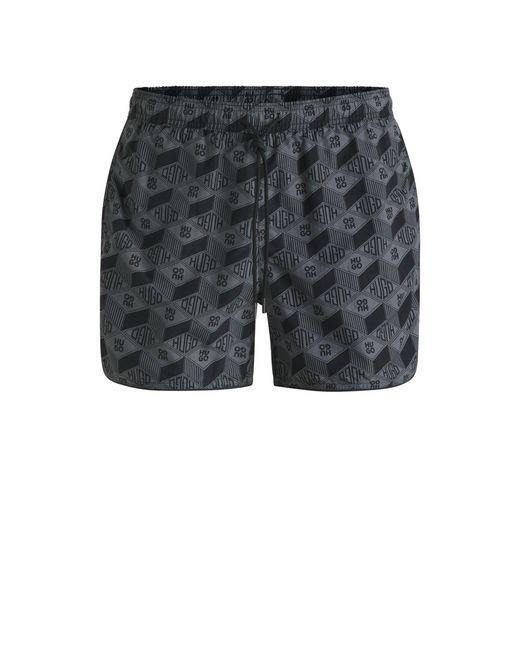 HUGO Gray Dark Grey Men's Swim Shorts Size M for men