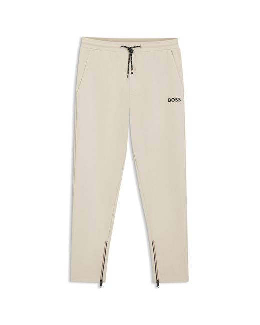 Boss Natural Active Stretch-Gabardine Tracksuit Bottoms With Zipped Hems for men