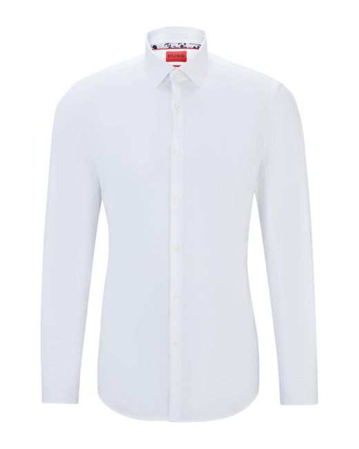 HUGO Slim-fit Overhemd Van Gemakkelijk Te Strijken Oxfordkatoen in het White voor heren