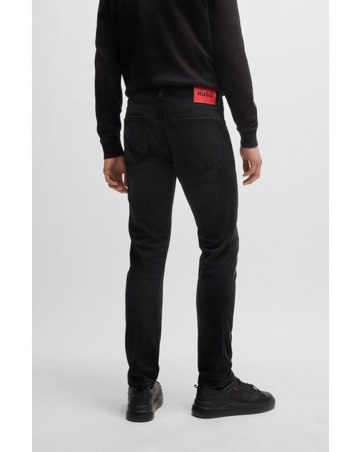 HUGO Extra-slim-fit Jeans In Black-black Stretch Denim for men