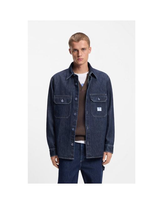 HUGO Blue Oversized-Fit Shirt for men