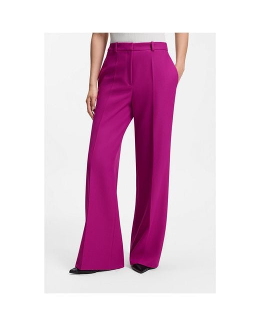 HUGO Purple Regular-Fit Trousers With Wide Leg