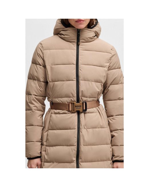Boss Brown Equestrian Water-Repellent Quilted Coat With Side Zips