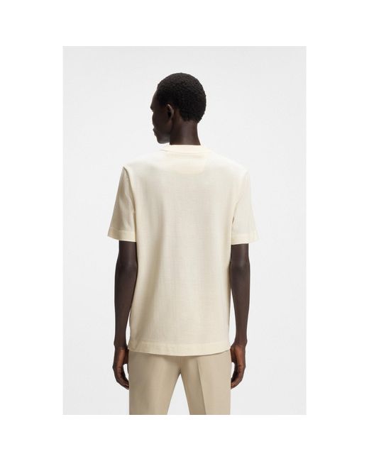 Boss Natural Cotton-Silk T-Shirt With Prince Of Wales Check for men