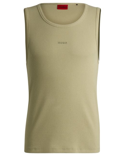 Débardeur En Coton Stretch Côtelé À Logo Imprimé HUGO pour homme en coloris Green