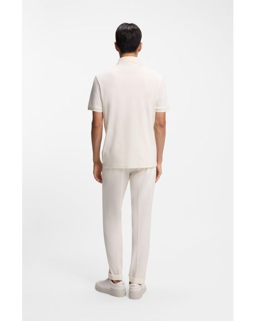Boss Regular-Fit Poloshirt Aus Merzerisierter Baumwolle in Natural für Herren