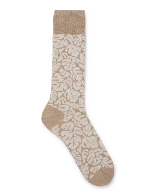 Boss White Regular-length New-season Socks With Leaf Pattern for men