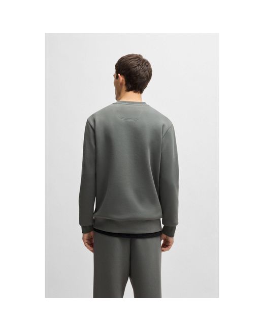 Boss Gray Stretch-Cotton Sweatshirt With Sandwich Logo for men