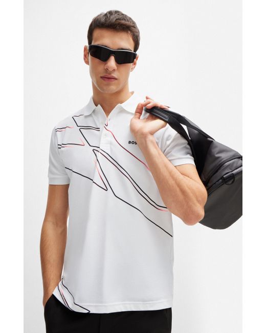 BOSS by HUGO BOSS Active-stretch Polo Shirt With Seasonal Artwork in ...