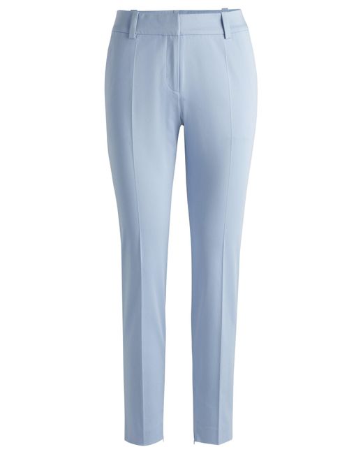 HUGO Blue Slim-fit Cropped Trousers With Zipped Inner Hems