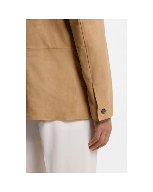 Boss Brown Suede Blazer With Amf Stitching for men