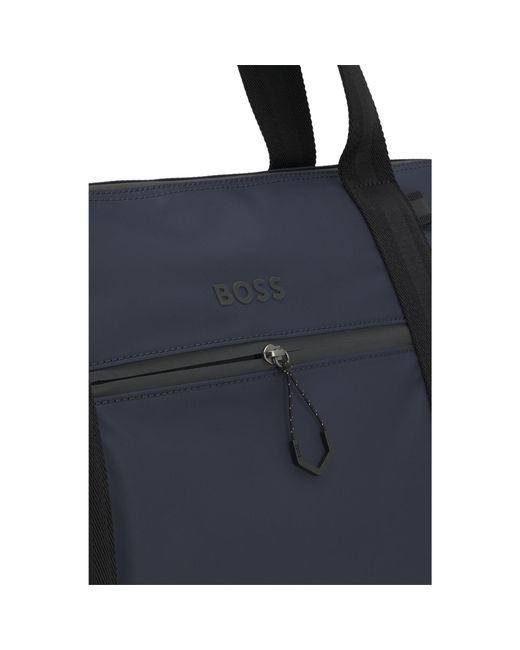 Boss Black Faux-Leather Holdall With Reflective Details for men